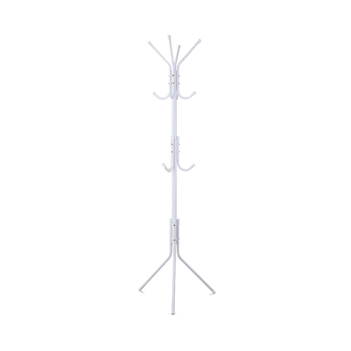 EKKIO 12 Hook Metal Coat Rack Stand with 3-Tier Hat Hanger (White) EK-CRS-100-GQR