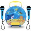 GOMINIMO Kids Portable Karaoke with Two Microphones (Round, Blue Shark)