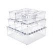 GOMINIMO 10 Pack Clear Stackable Fridge Organiser Bins with Lids (Transparent) GO-STO-103-ZG