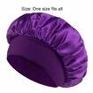 Solid Color Shower Cap for Women Satin Wide-Brimmed Bath Cap Reusable Shower Cap for All Hair Lengths (Purple)