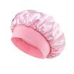 Solid Color Shower Cap for Women Satin Wide-Brimmed Bath Cap Reusable Shower Cap for All Hair Lengths (Pink)