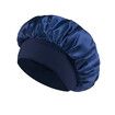 Solid Color Shower Cap for Women Satin Wide-Brimmed Bath Cap Reusable Shower Cap for All Hair Lengths (Navy Blue)