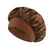 Solid Color Shower Cap for Women Satin Wide-Brimmed Bath Cap Reusable Shower Cap for All Hair Lengths (Coffee)