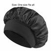 Solid Color Shower Cap for Women Satin Wide-Brimmed Bath Cap Reusable Shower Cap for All Hair Lengths (Black)