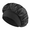 Solid Color Shower Cap for Women Satin Wide-Brimmed Bath Cap Reusable Shower Cap for All Hair Lengths (Black)