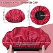 Triple Layer Shower Cap for Women,with Microfiber Liner,Practical Bathing Accessories,Soft Hair Wrap,Reusable Shower Cap for Long Hair(Red)