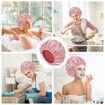 Triple Layer Shower Cap for Women,with Microfiber Liner,Practical Bathing Accessories,Soft Hair Wrap,Reusable Shower Cap for Long Hair(Pink)