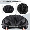 Triple Layer Shower Cap for Women,with Microfiber Liner,Practical Bathing Accessories,Soft Hair Wrap,Reusable Shower Cap for Long Hair(Black)