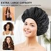 Triple Layer Shower Cap for Women,with Microfiber Liner,Practical Bathing Accessories,Soft Hair Wrap,Reusable Shower Cap for Long Hair(Black)