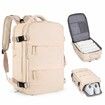 Travel Backpack with Shoe Compartment for Women Men  Waterproof Sports Luggage Computer Backpack Casual Daypack(Beige)