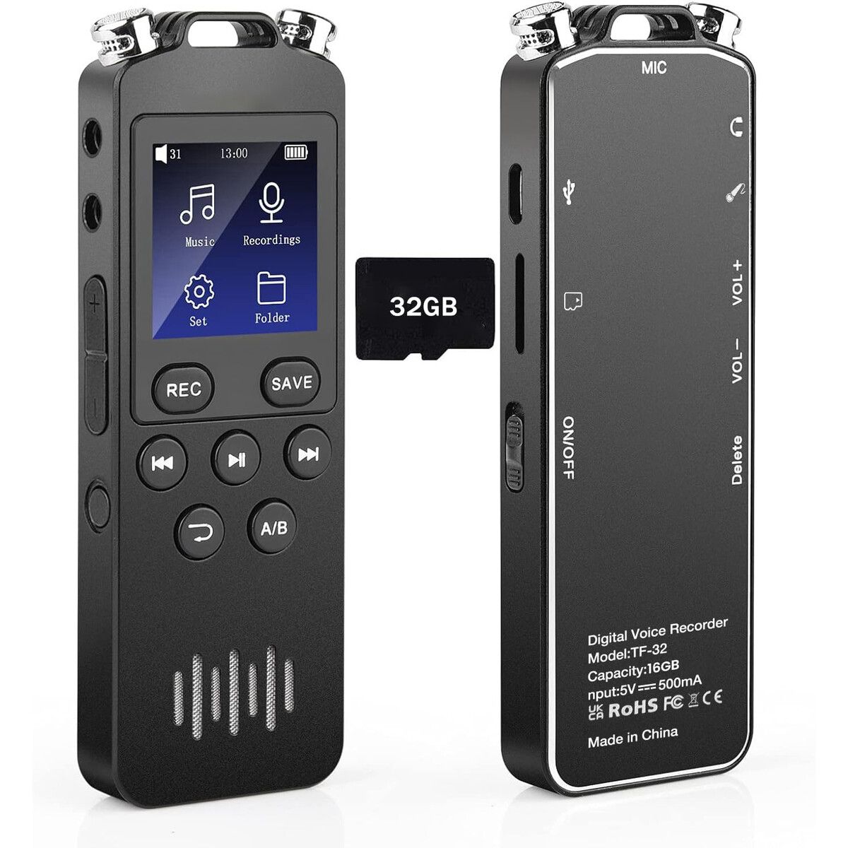 Digital Voice Recorder Upgraded 48GB 1536KBPS 3343Hours Recording Capacity 32H Battery Time Voice Activated Recorder with Noise Reduction Audio Recorder with Playback for Meeting Lecture