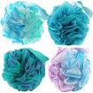 Bath Sponges Loofahs 70 Grams Large Size,4 Pack Shower Sponge Exfoliating Cleaning Bath Loofa Body Scrubber Balls for Women Men Children Washing