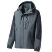 Men Block Hooded Outdoor Single Layer Sport Windbreaker Jacket Color Grey Size 3XL