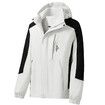 Men Block Hooded Outdoor Single Layer Sport Windbreaker Jacket Color White Size XL