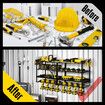 Power Tool Organiser 4 Tier Garage Shelving Unit Wall Mounted Metal Storage Rack Shelves Warehouse Drill Wrench Holder Hanger