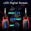 Wireless Guitar System, UHF Wireless Guitar Transmitter Receiver 164Feet Range with HD LED Screen for Electric Guitar Bass Musical Instruments (Red)