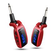 Wireless Guitar System, UHF Wireless Guitar Transmitter Receiver 164Feet Range with HD LED Screen for Electric Guitar Bass Musical Instruments （Red）