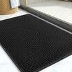 Chenille Bath Mat-Rubber Backing Bathroom Rugs Non Slip-Quick Dry Bath Mats for Bathroom Floor- Rugs Fit Under Door(Black-50*80CM)