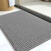 Chenille Bath Mat-Rubber Backing Bathroom Rugs Non Slip-Quick Dry Bath Mats for Bathroom Floor- Rugs Fit Under Door(Grey-50*80CM)