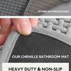 Chenille Bath Mat-Rubber Backing Bathroom Rugs Non Slip-Quick Dry Bath Mats for Bathroom Floor- Rugs Fit Under Door(Grey-50*80CM)