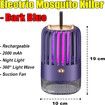 Electric Mosquito UV light Killer 2000mAh USB Powered for Indoor and Outdoor Quiet Turbine Bug Zapper Trap Dark Blue