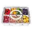 Divided Snack Box with Lid Handle 8 Compartments Portable Clear Organiser for Candy Fruits Nuts Party Platters