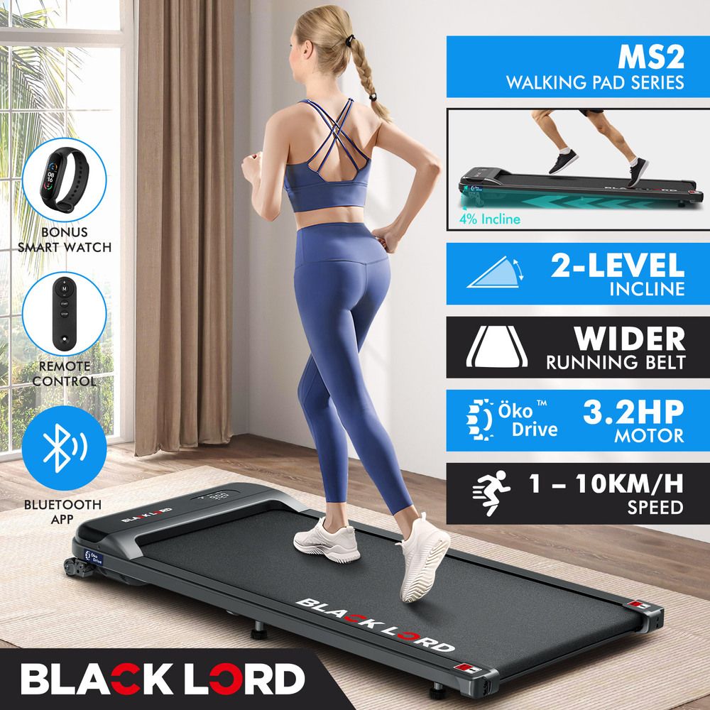 BLACK LORD Treadmill Electric Walking Pad Home Office Gym Fitness Incline MS2