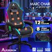 ALFORDSON LED Gaming Chair Office with 8-Point Massage Fabric Grey