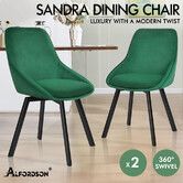 ALFORDSON 2x Dining Chairs Swivel  Velvet Green