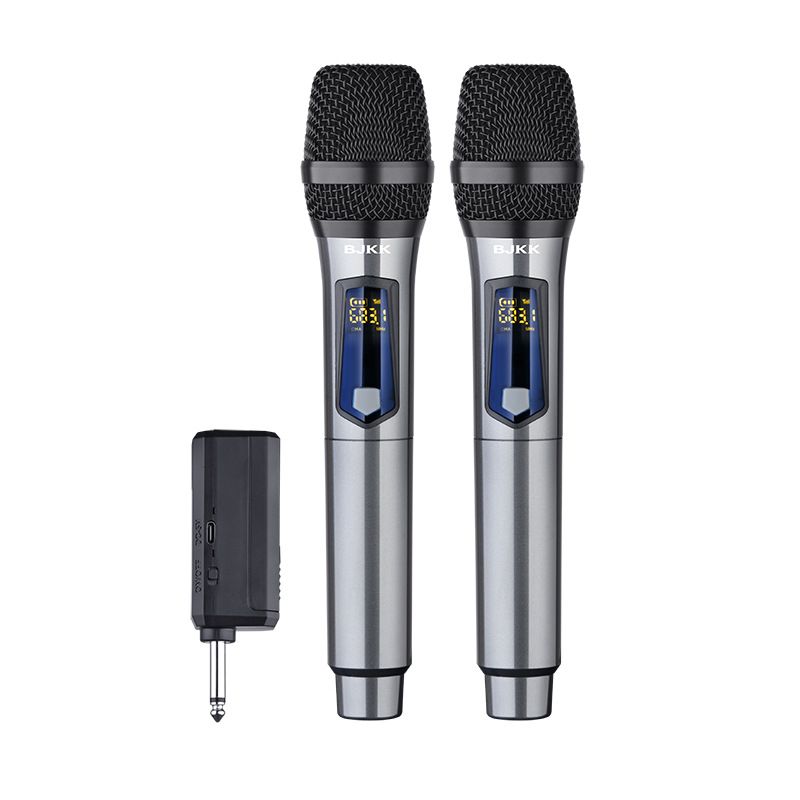 Wireless Microphones, UHF Metal Dual Handheld Cordless Microphone, Rechargeable Receiver