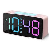 Super Loud Alarm Clock for Heavy Sleepers, RGB Digital Clock with 7 Color NightLight, Adjustable Volume, USB Charger, Teens (Pink+RGB)