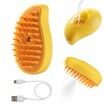 Steamy Cat Brush, 3 In1 Spray Cat Brush,Self Cleaning Cat Steamy Brush for Massage Removing Tangled and Loosse Hair (Yellow)
