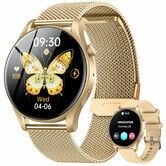 Smartwatch for Women 1.43" Touchscreen Smart Watch Answer/Make Call with Sleep Monitor 100+ Sports Modes Fitness Tracker for Android iOS(1Pack-Gold)