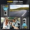 Dash Camera,4K/1080p Dash Cam Front Rear Built-in WiFi,with 64GB SD Card, Full HD 2.0Inch IPS Screen Dash Camera for Cars with App Control,G-Sensor,Loop Recording,Parking Mode
