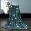 Gray 1.55*1.8m Glow in The Dark Star Night Light Blanket Kids Girls Cozy Comforter Birthday Christmas Present Rainbow Toy Decor Plush Throw