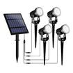 Solar Outdoor Spotlight 4 Headlights Exterior Landscape Lamp Garden Outside Wall Driveway LED 6000K Cool Light Waterproof