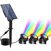 Solar Pond Outdoor Light 3 Heads RGB Landscape Spotlight Pool Fish Tank Fountain Submersible Lamp Waterproof Multicolours