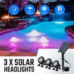 Solar Outdoor Light 3 Heads RGB Pond Fish Tank Landscape Garden Spotlight Pool Aquarium Underwater LED Multicolour Waterproof