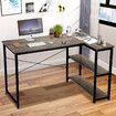 LUXSUITE Computer Desk L Shape Corner Writing Gaming Study Table Home Office Workstation with Storage Shelf