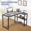 LUXSUITE Computer Desk L Shape Corner Writing Gaming Study Table Home Office Workstation with Storage Shelf