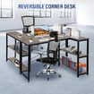 LUXSUITE Computer Desk L Shape Corner Writing Gaming Study Table Home Office Workstation with Storage Shelf