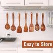 Natural Teak Wooden Kitchen Utensil Set 9 Piece with Spoon Rest Comfort Grip Cooking Utensils and Holder