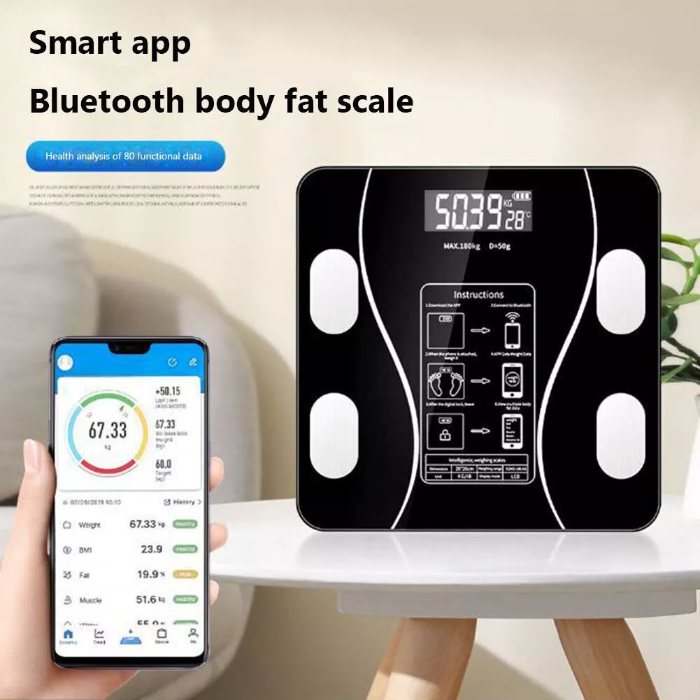 APP Intelligent Body Fat Scale Home Electronic Scale Body Weight Scale Color Black