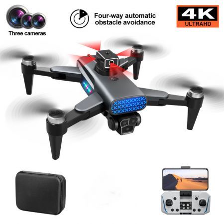 GPS Drone with 4K HD Camera, Quadcopter with Auto Return, Brushless Motor, 3 Camera Aerial Photography Drone With 360 Obstacle Avoidance RC Quadcopter Drone(1 PC-Black)