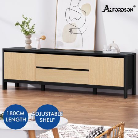 ALFORDSON Entertainment Unit TV Cabinet Stand 180cm Black