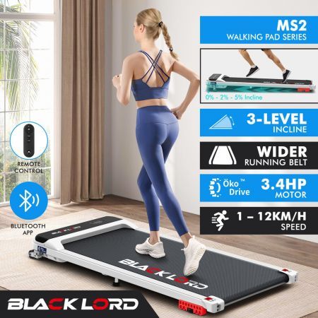BLACK LORD Treadmill Electric Walking Pad Home Office Gym Fitness Incline MS2 White