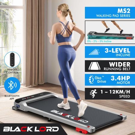 BLACK LORD Treadmill Electric Walking Pad Home Office Gym Fitness Incline MS2 Silver