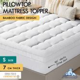 STARRY EUCALYPT Pillowtop Mattress Topper Bamboo White Protector Cover Pad 7cm Single