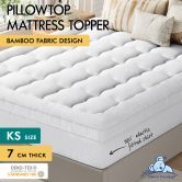 STARRY EUCALYPT Pillowtop Mattress Topper Bamboo White Protector Cover Pad 7cm King Single