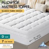 STARRY EUCALYPT Pillowtop Mattress Topper Bamboo White Protector Cover Pad 7cm Double
